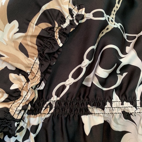 White House Black Market Chain Print Lace Up Peasant Blouse - Picture 6 of 6